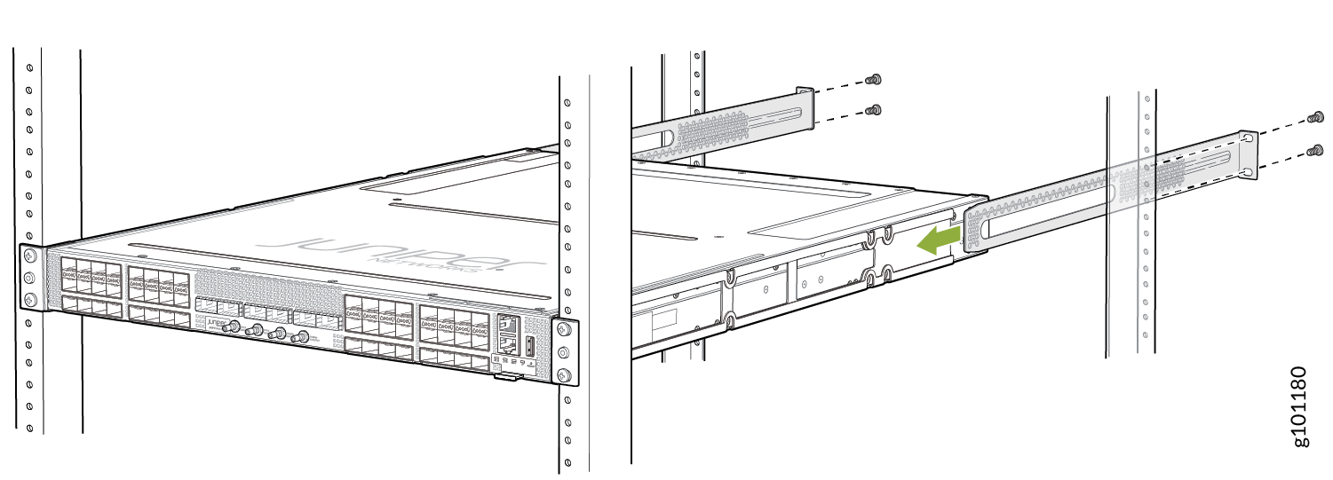 Install the Rear-Mounting Blades on an ACX7100-48L Router