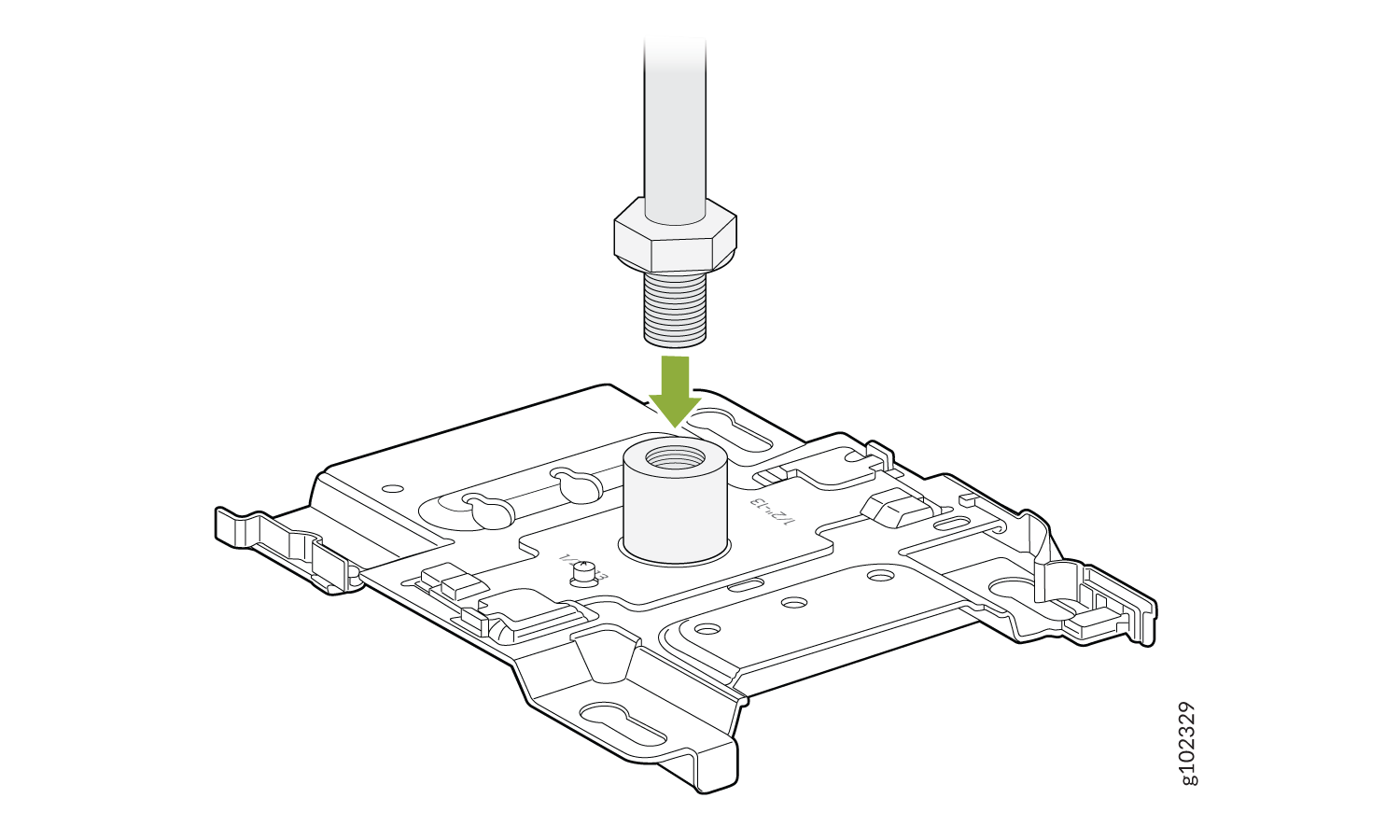 Attach the APBR-ADP-M16 and APBR-U Bracket Assembly to the 16-mm Threaded Rod