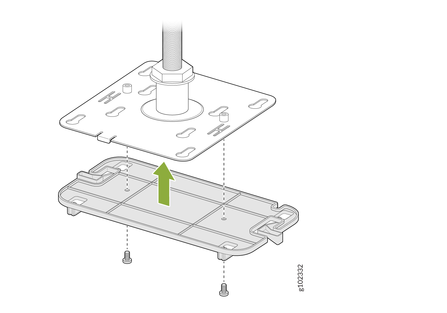 Attach the APBR-SW1 Bracket Adapter to the APBR-T58 Mounting Bracket