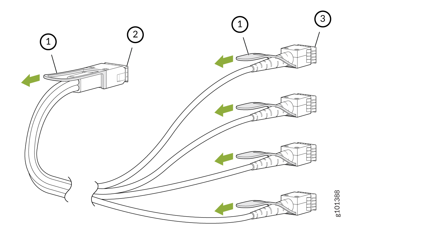 Diagram of a network cable splitter showing a single cable splitting into two, with arrows indicating data flow.