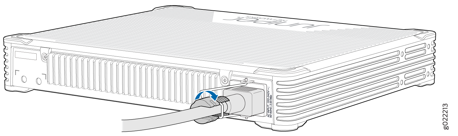 Connecting an AC Power Cord to the AC Power Cord Inlet on EX2300-C Switches