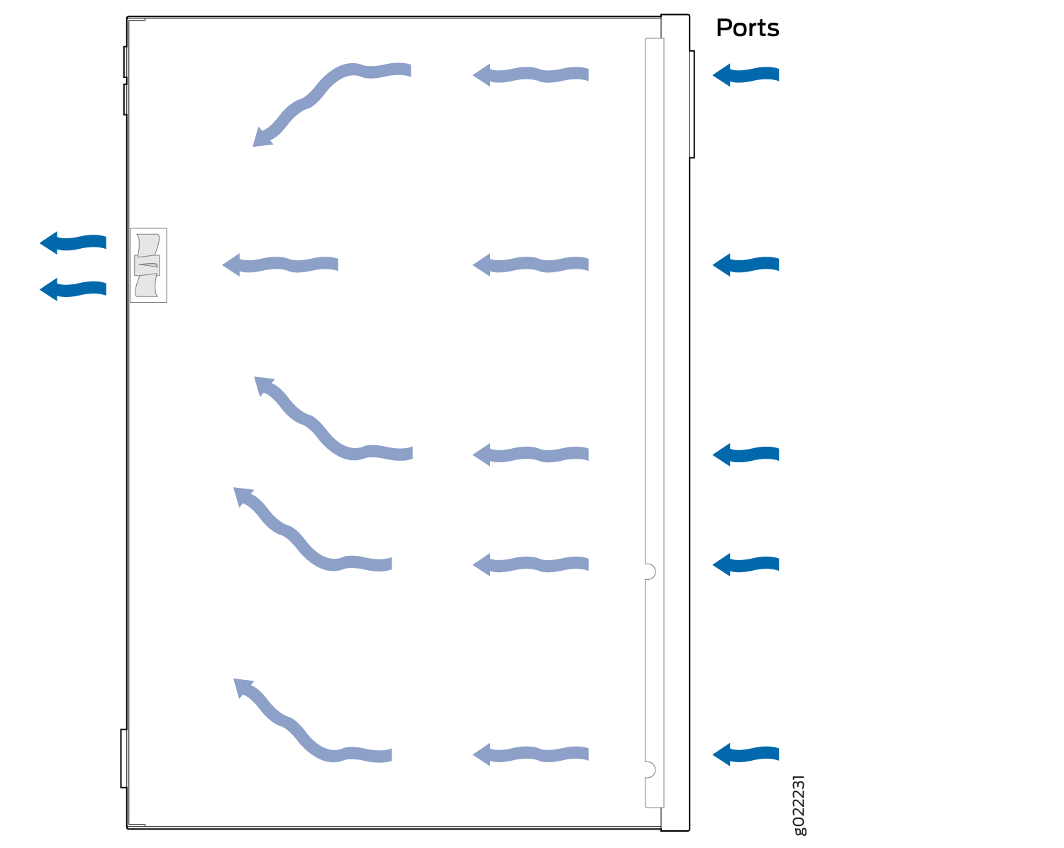 Airflow Direction in EX2300 Switches with 24 Ports without PoE Capability