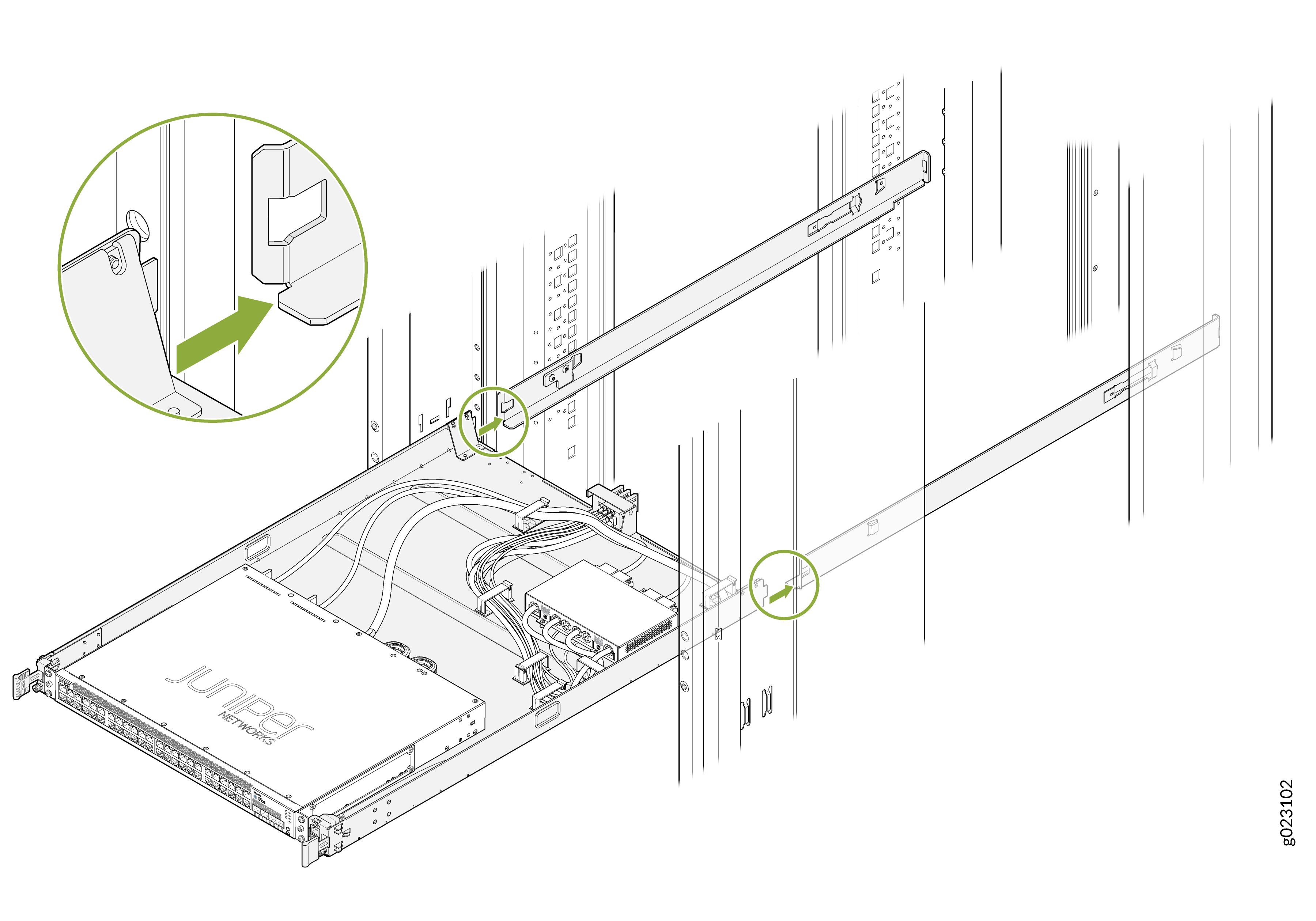 Align the Switch-Tray Assembly with the rails