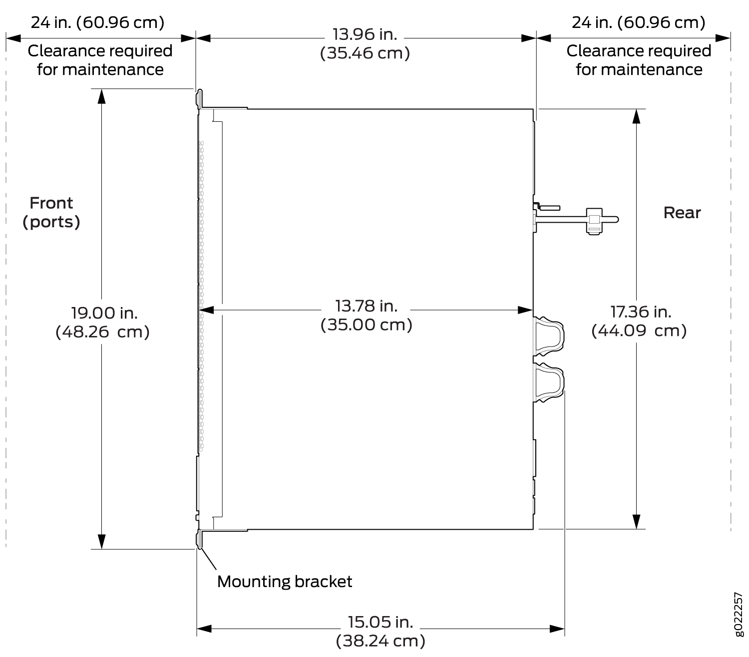 Clearance Requirements for Airflow and Hardware Maintenance for EX3400 Switches