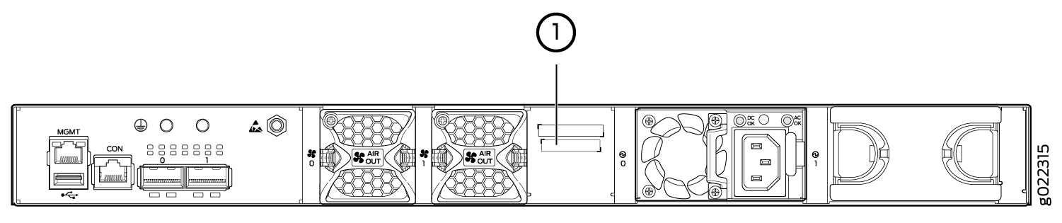 Location of the Serial Number ID Label on the Rear Panel of an EX3400 Switch