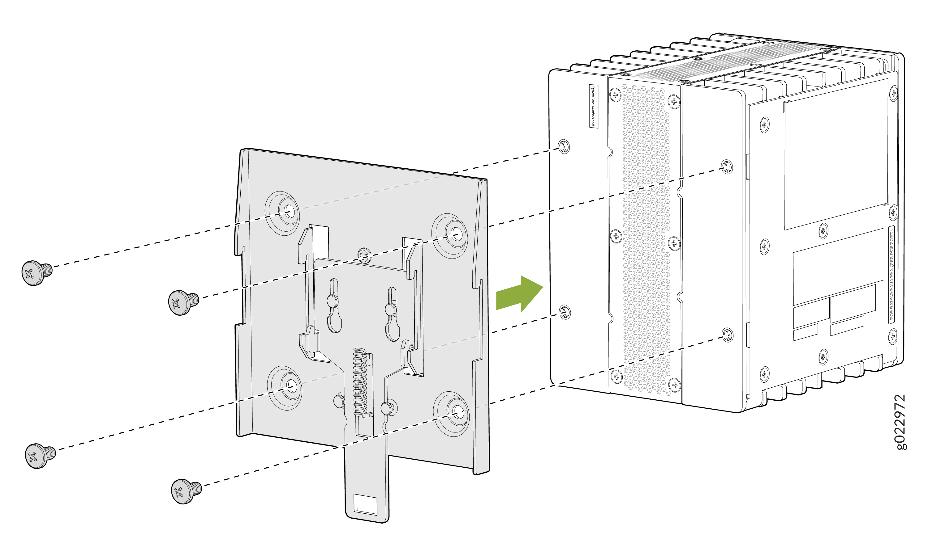 Assemble DIN mounting brackets onto the switch