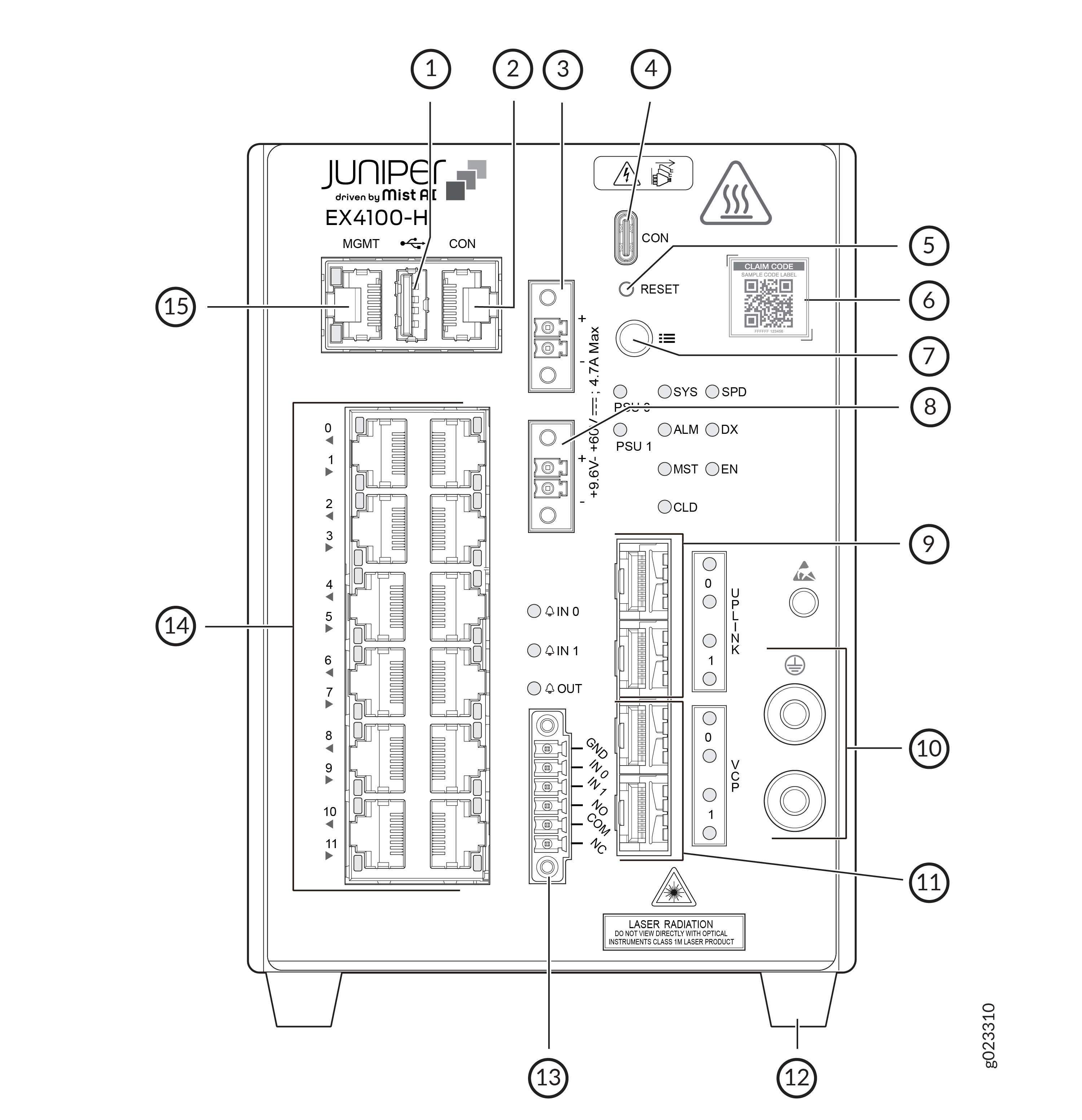 Front Panel of the EX4100-H-12T Switch