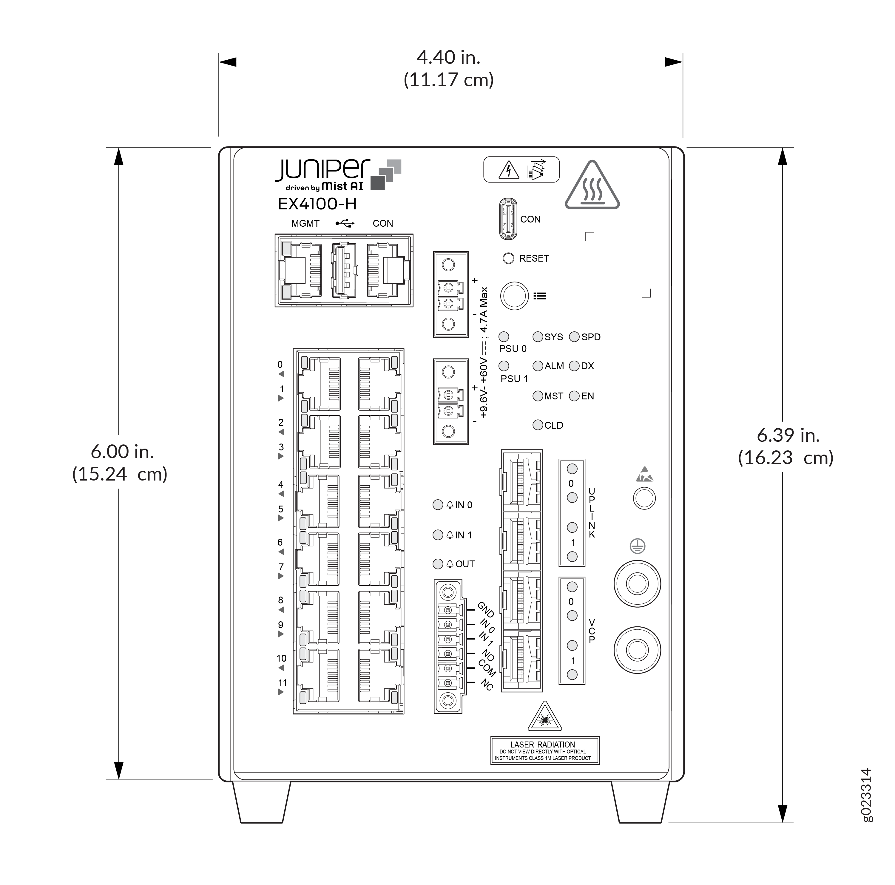 Clearance Requirements for Thermal Performance (Airflow) and Hardware Maintenance for the EX4100-H-12T Switch