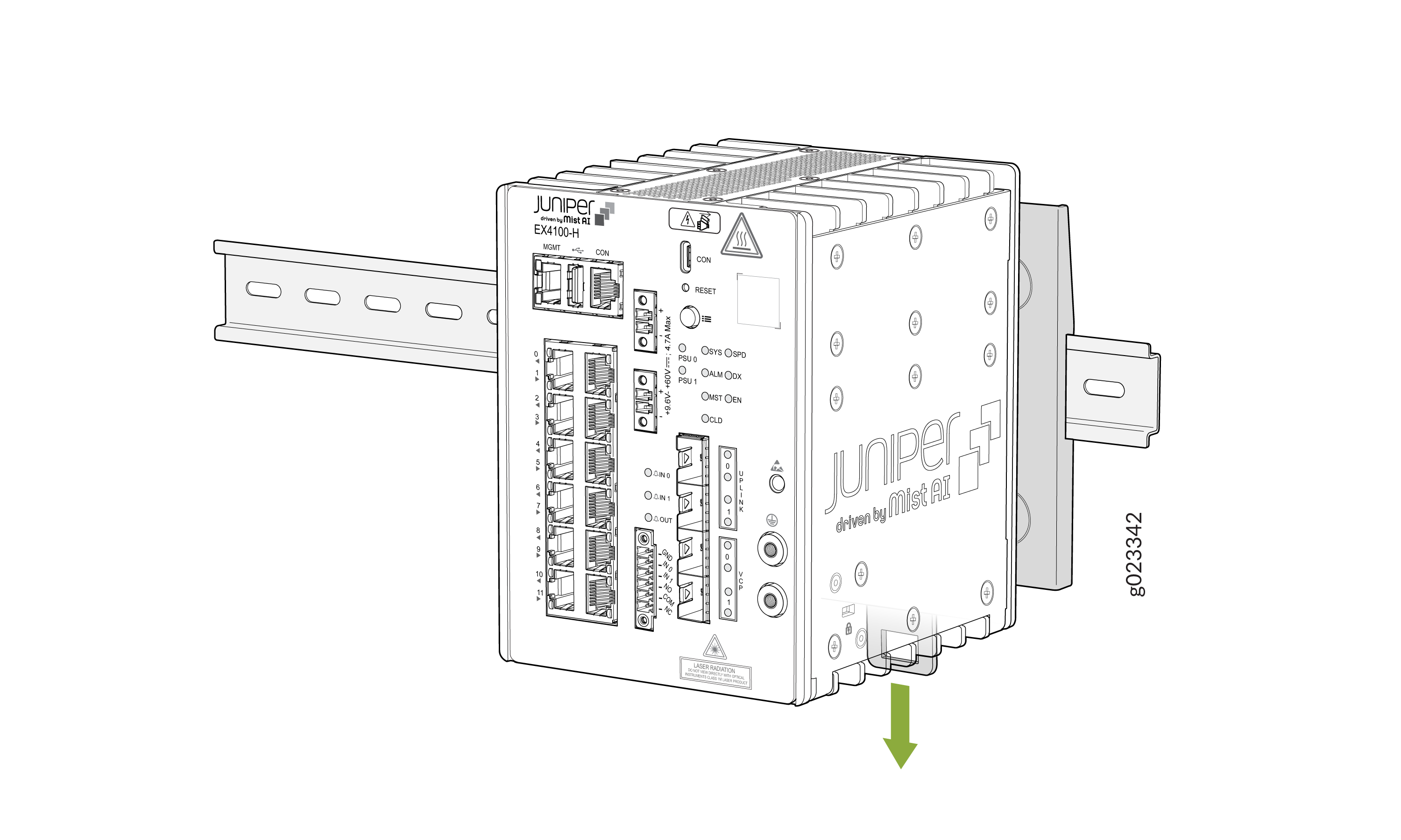 Pull the spring latch to disengage the switch