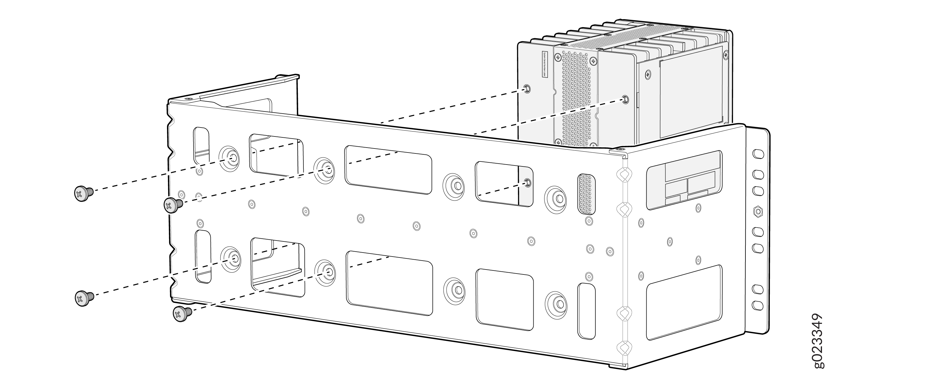 Assemble the Switch to the rack mounting bracket with screws