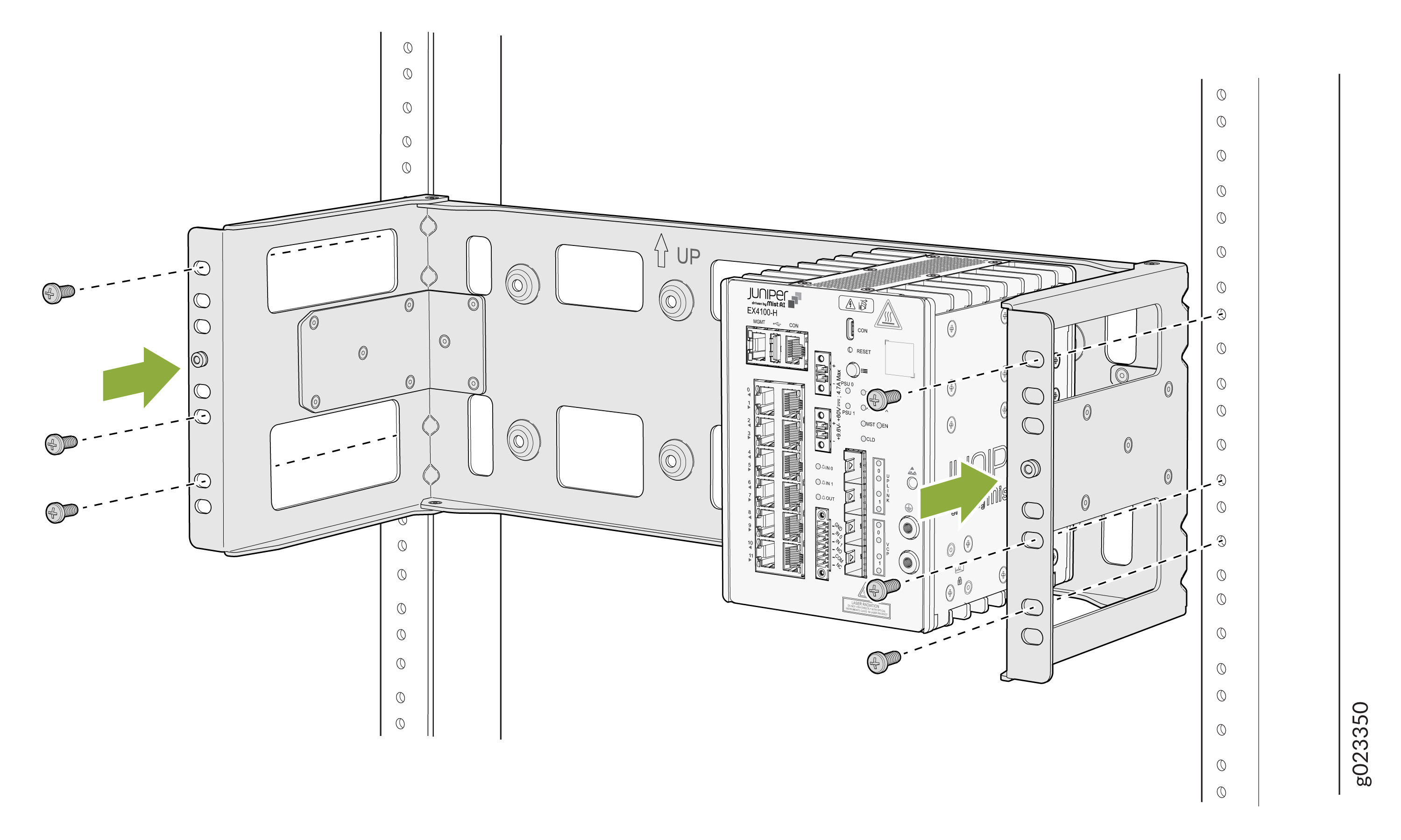 Attach the rack mounting bracket to the rack