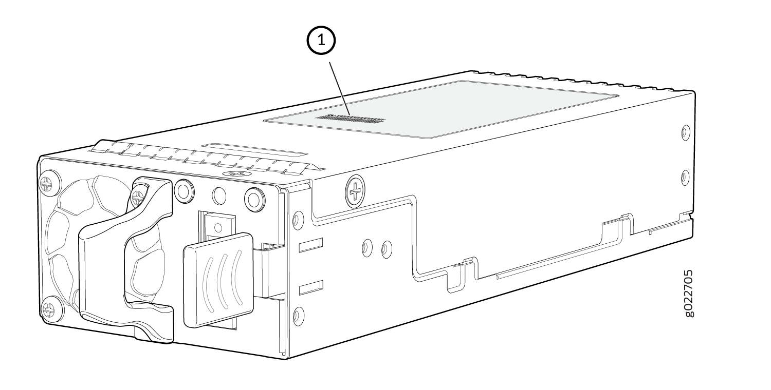 Location of the Serial Number ID Label on an DC Power Supply Used in EX4100 Switches