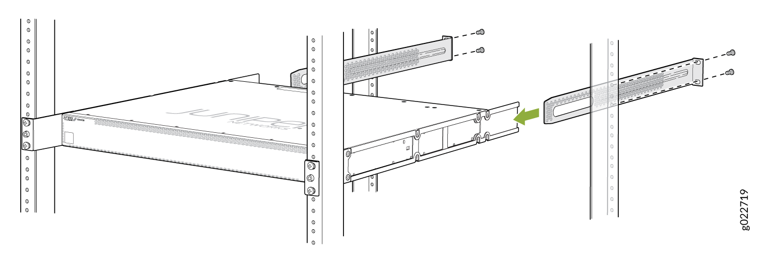 Secure the Switch to the Rear Post of the Rack by Using the Rear-Mounting Brackets