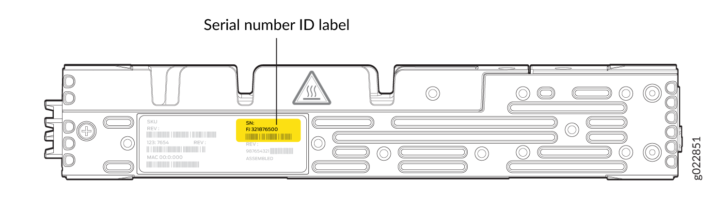 Location of the Serial Number ID Label on the EX4100-F-12P and EX4100-F-12T Switches