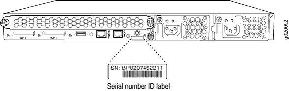 Location of the Serial Number ID Label on an EX4200 Switch