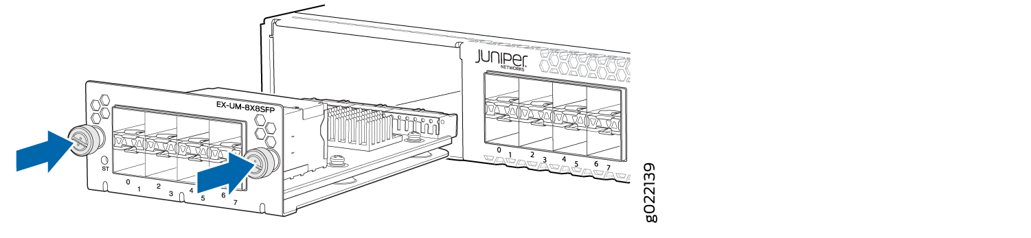 Installing an 8-Port 10-Gigabit Ethernet SFP+ Uplink Module in a 32-Port EX4300 Switch