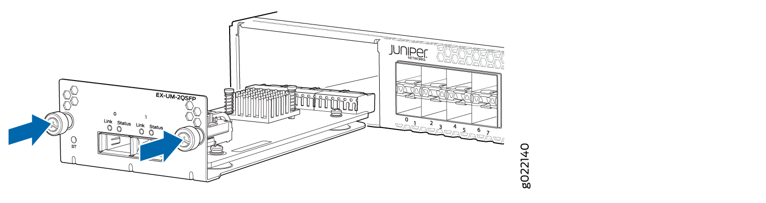 Installing a 2-Port 40-Gigabit Ethernet QSFP+ Uplink Module in a 32-Port EX4300 Switch