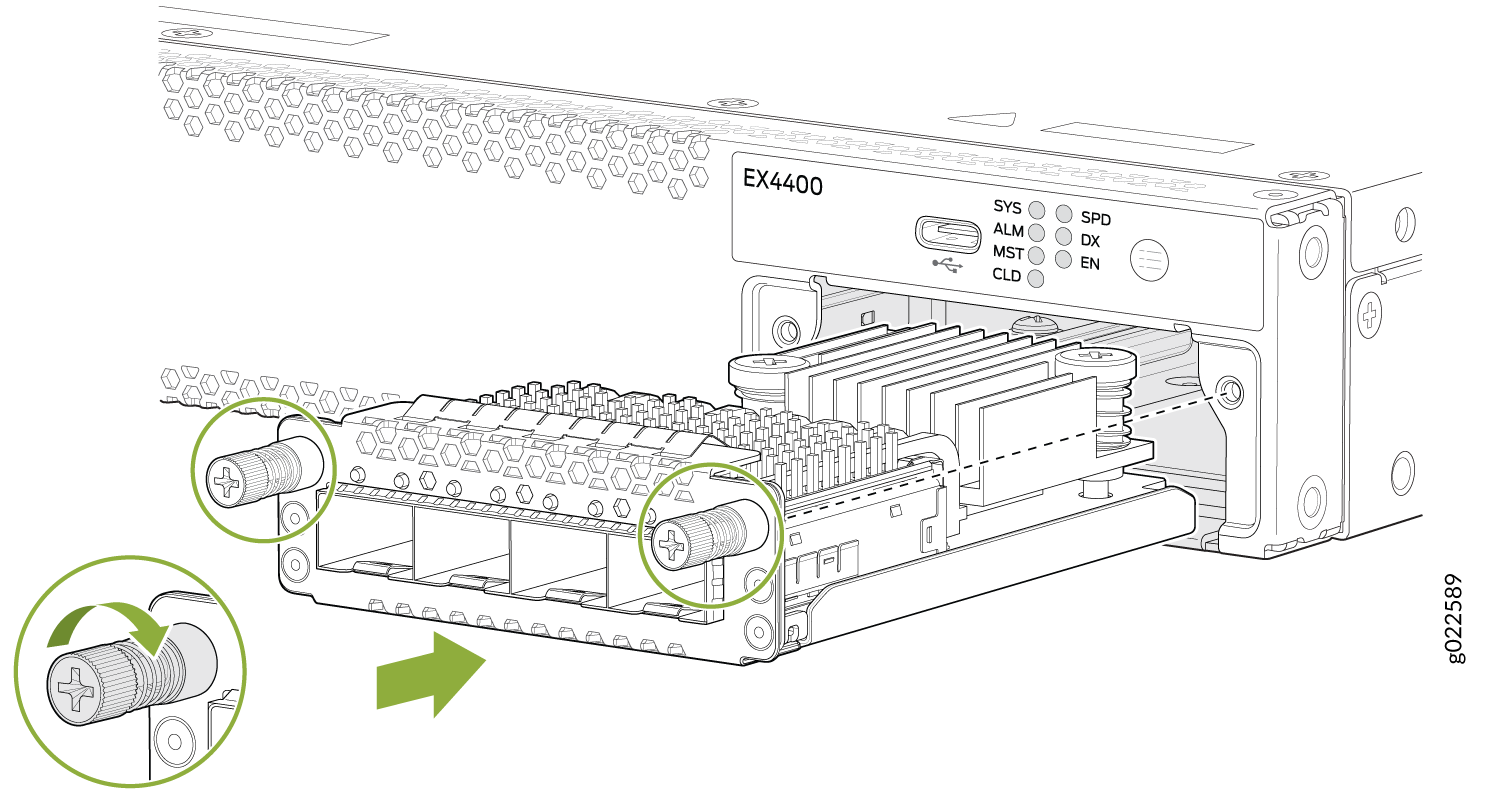 Install a 4x25GbE SFP28 Extension Module in the EX4400 Switch