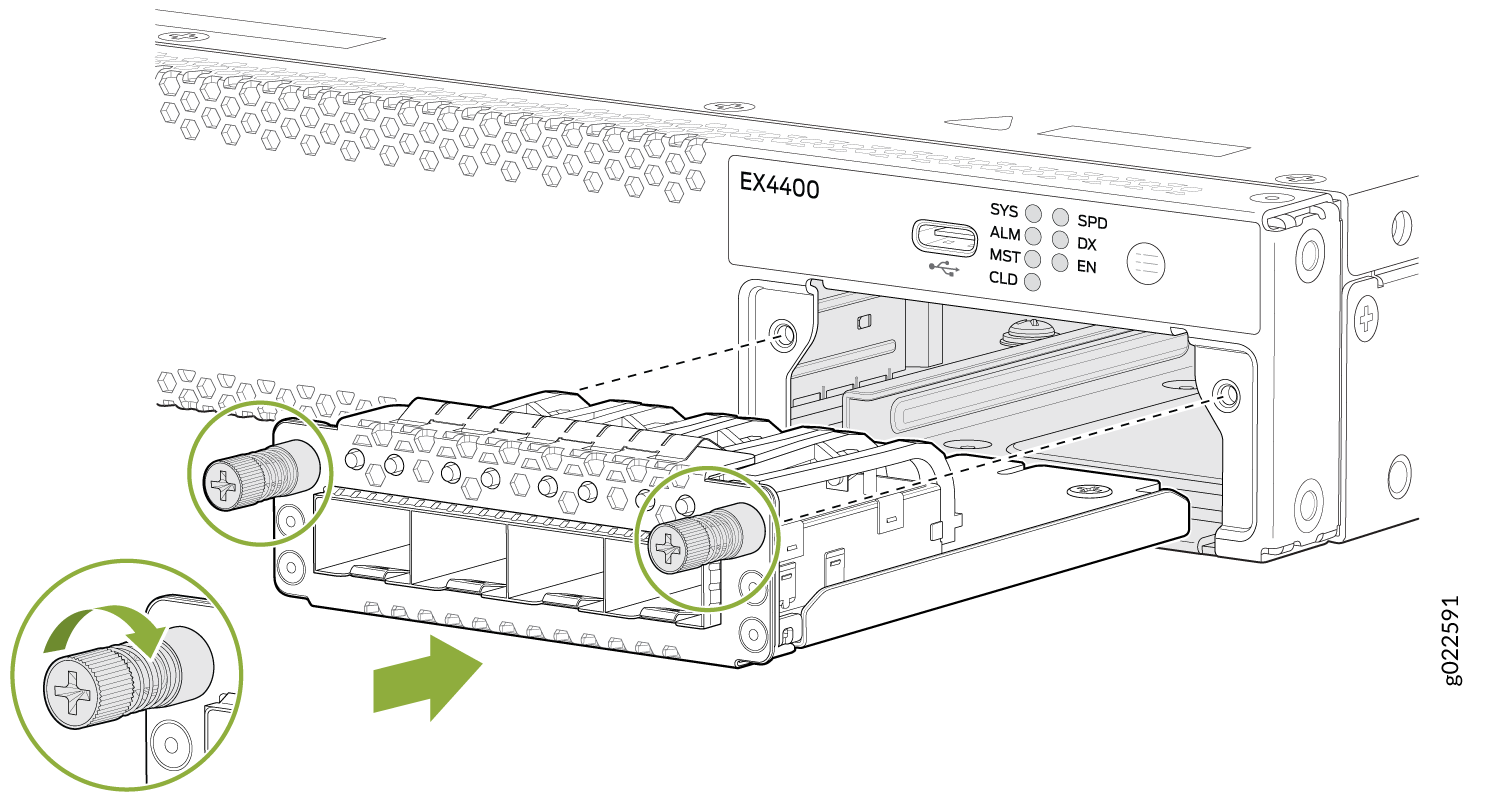 Install a 4x10GbE SFP+ Extension Module in the EX4400 Switch