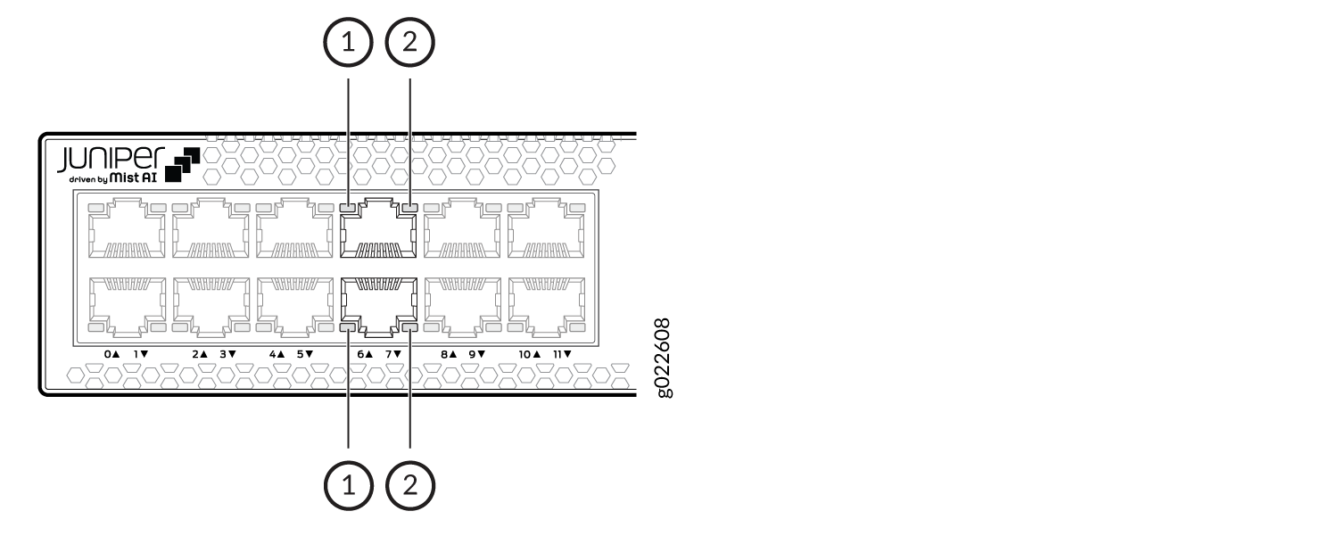 LEDs on the RJ-45 Network Ports on EX4400-24T, EX4400-24P, EX4400-24MP, EX4400-48T, EX4400-48P, and EX4400-48MP Switches