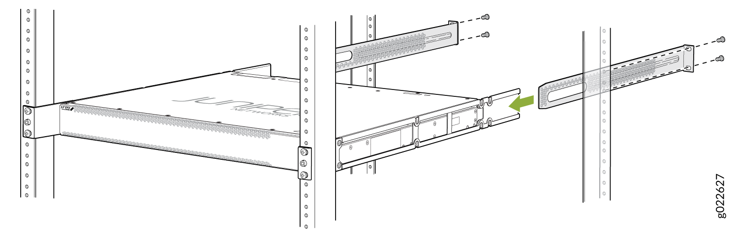Secure the Switch to the Rear Post of the Rack by Using the Rear Mounting Brackets