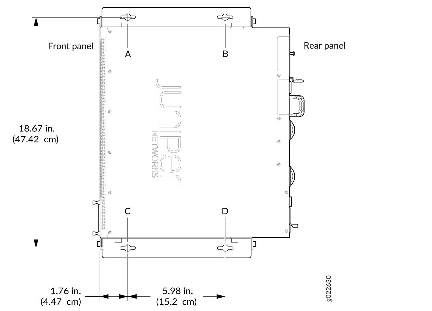 Measurements for Mounting an EX4400 Switch on a Wall