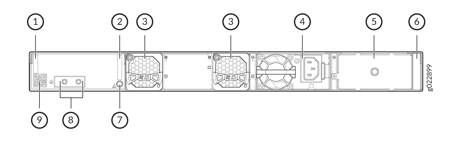 Components on the Rear Panel of an EX4400-24X Switch with an AC Power Supply