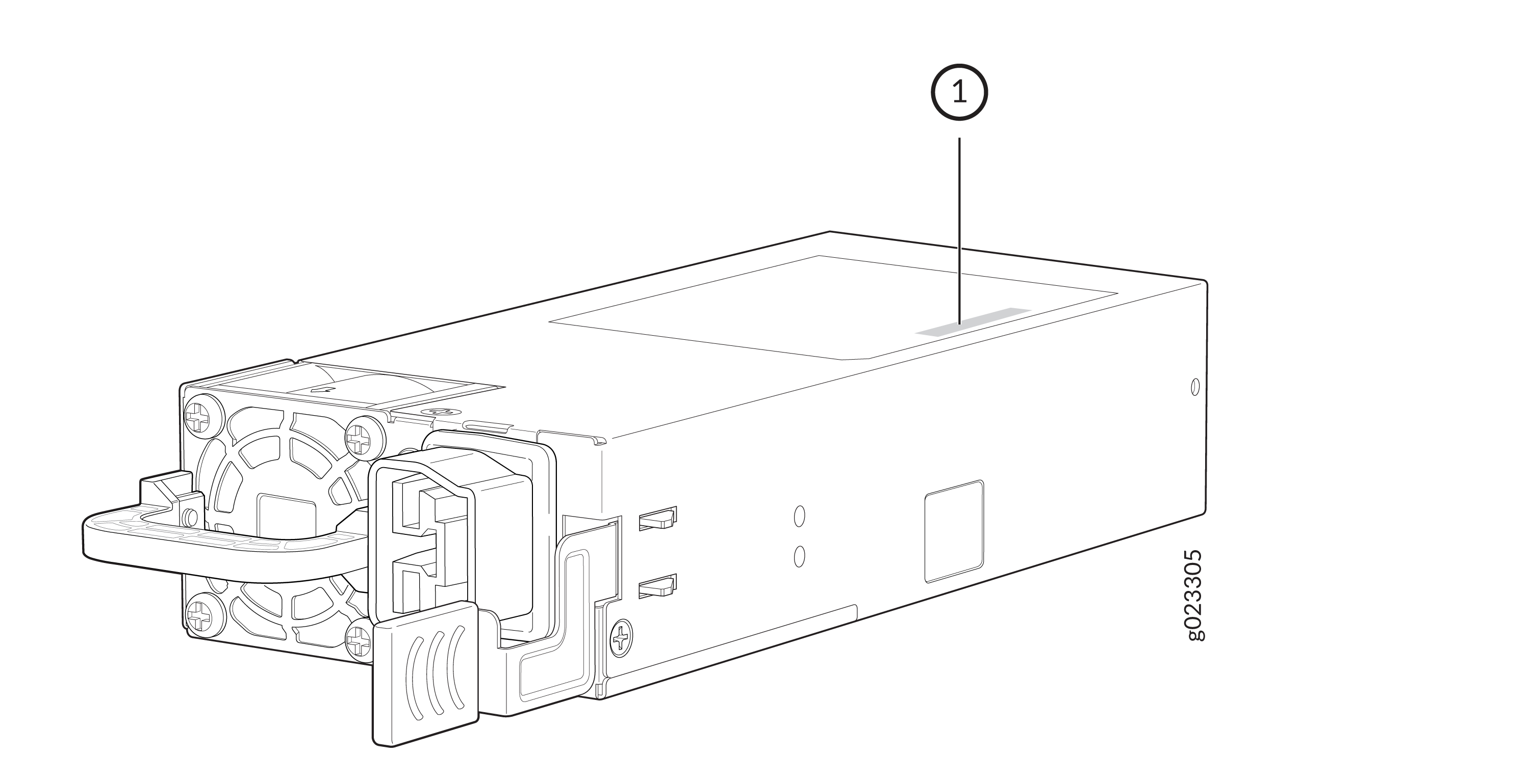 Location of the Serial Number ID Label on the 550-W VDC Power Supply Used in EX4400 Switches