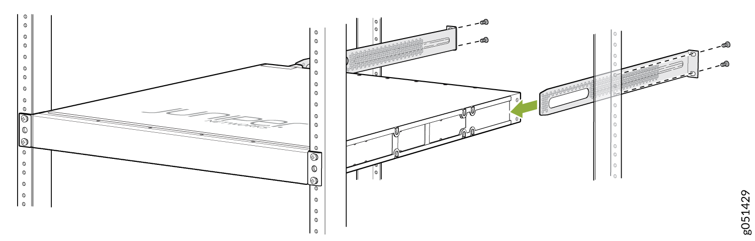 Secure the Switch to the Rear Post of the Rack by Using the Rear Mounting Brackets
