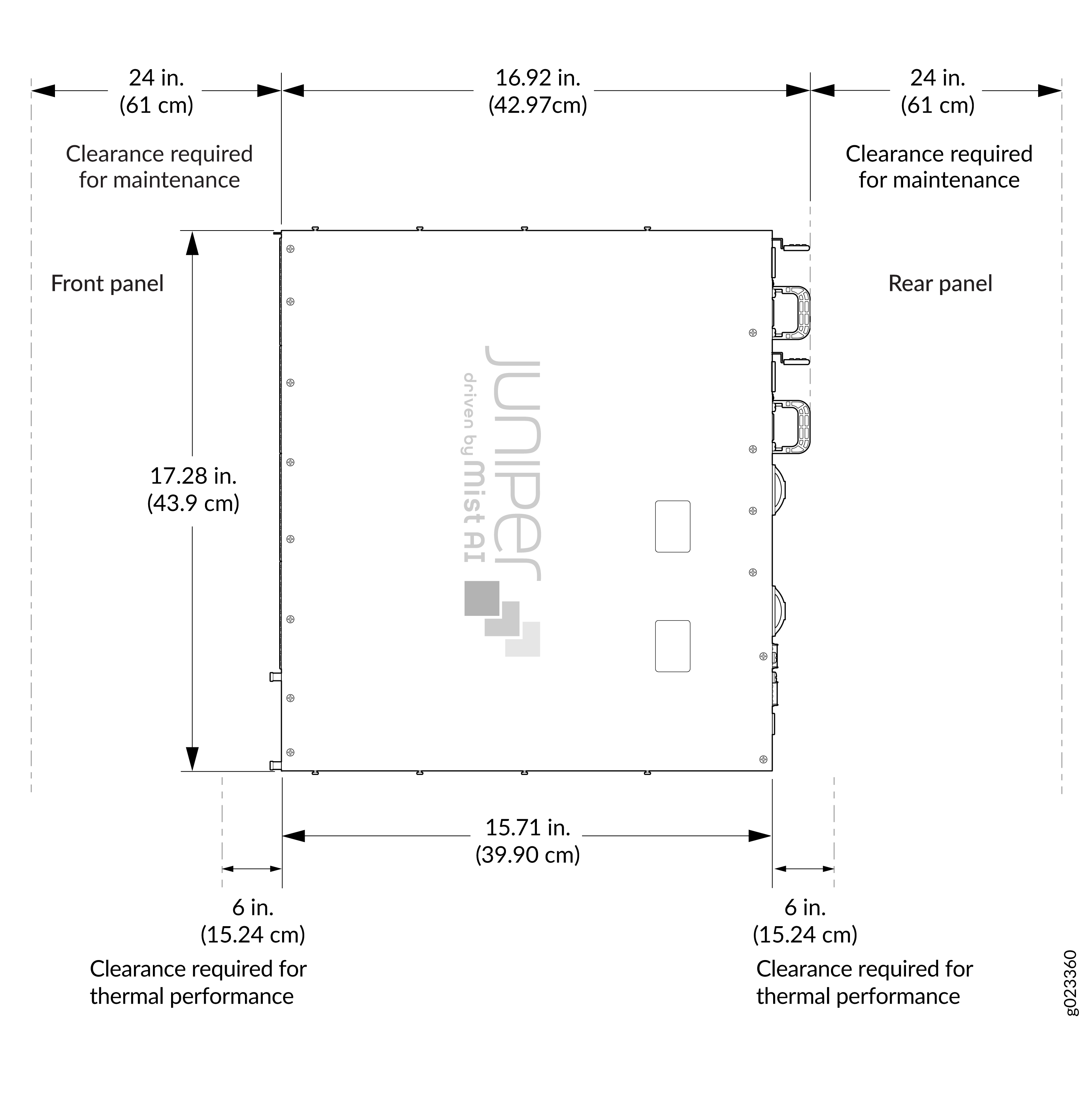 Clearance Requirements for Hardware Maintenance for the EX5200-48MP Switch