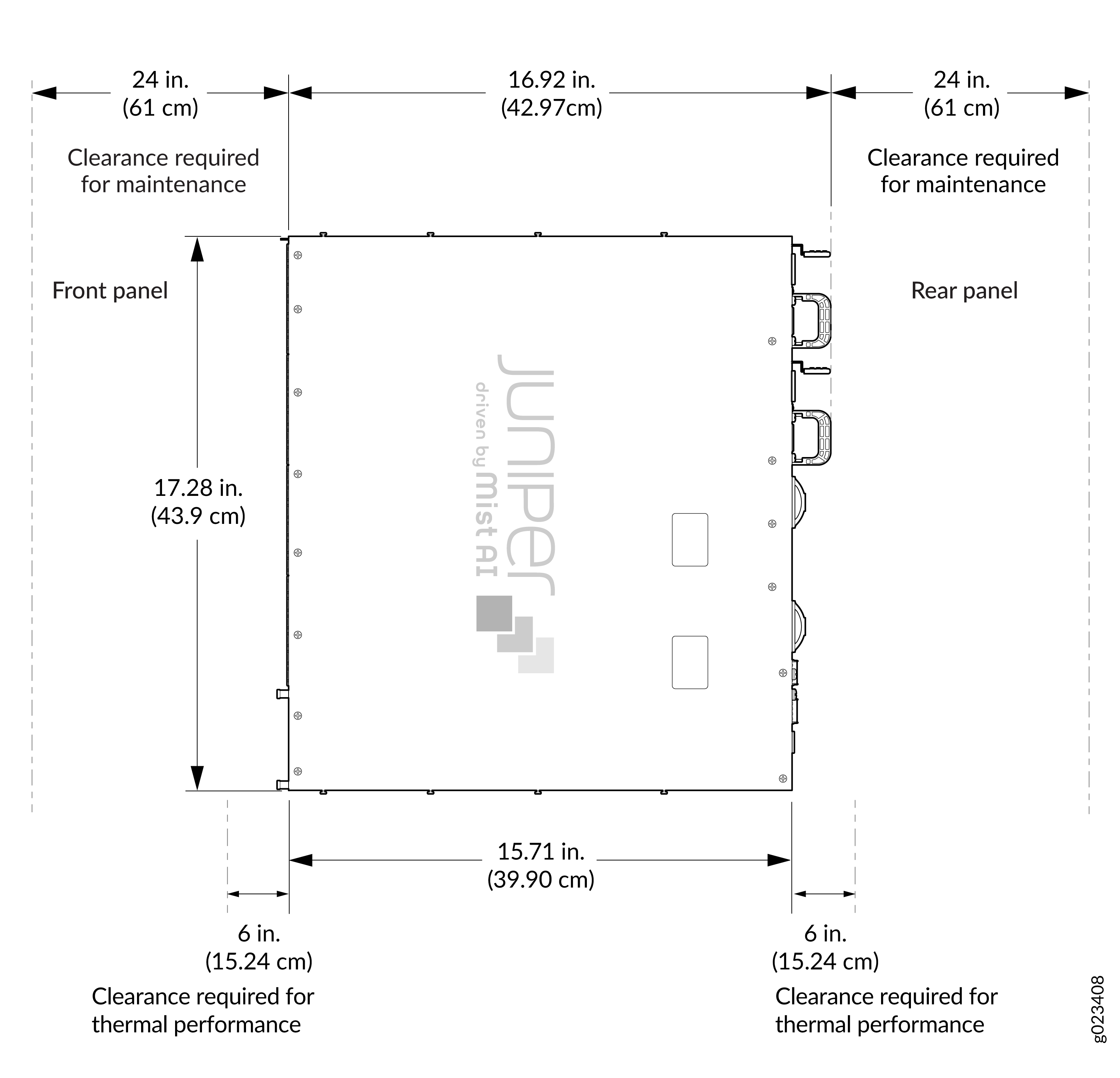 Clearance Requirements for Hardware Maintenance for the EX5200-24MP, EX5200-24T and EX5200-48T Switches
