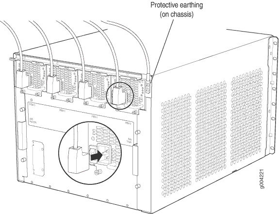 Connecting the Power Supply Cord to an EX9208 Switch