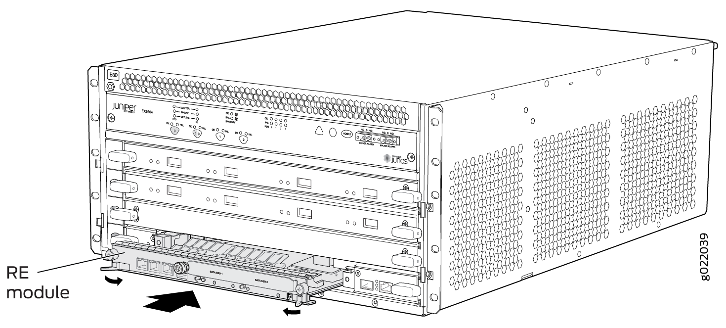 Installing an RE Module in an EX9200 Switch