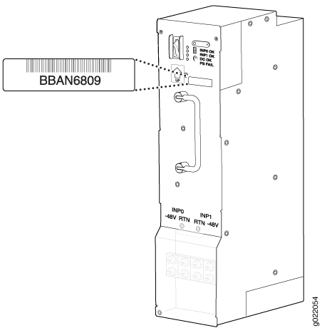 Location of the Serial Number ID Label on a DC Power Supply