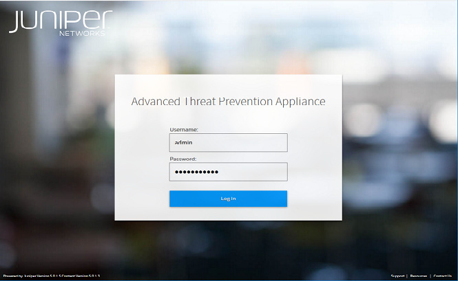 Advanced Threat Prevention Appliance Login Screen