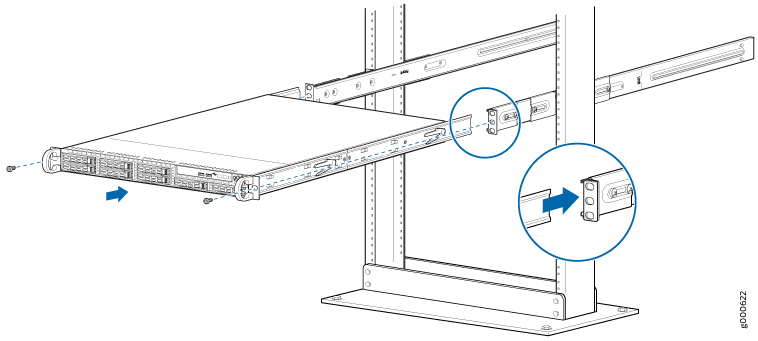 Aligning and Installing the Chassis in a Two-Post Rack