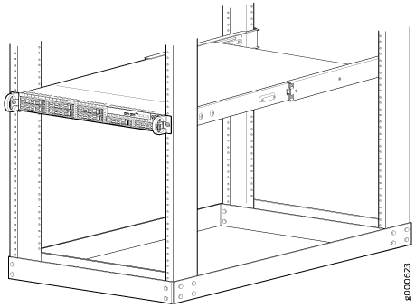 Installing the JSA3800 Appliance Front-Rear Mounting Flush in a Four-Post Rack