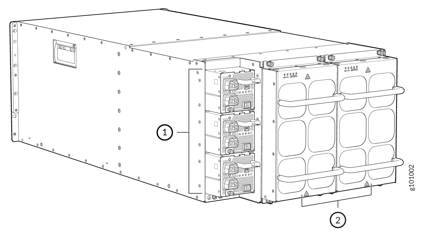 Installed Fan Trays on an MX10004