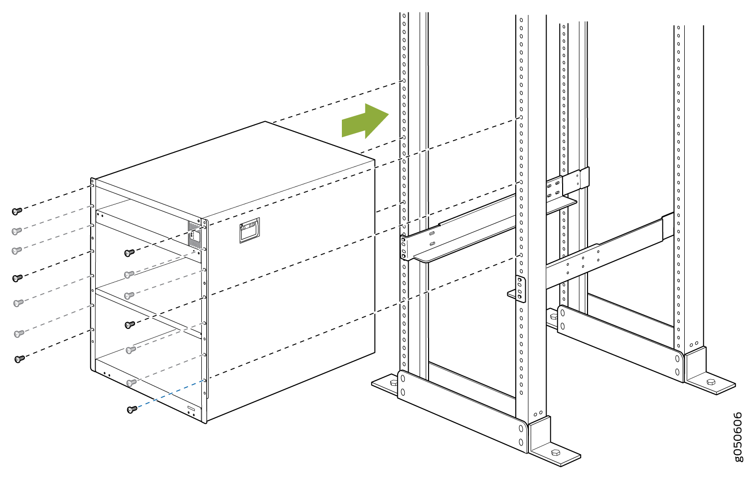 Attaching the Chassis Flange to the Rack