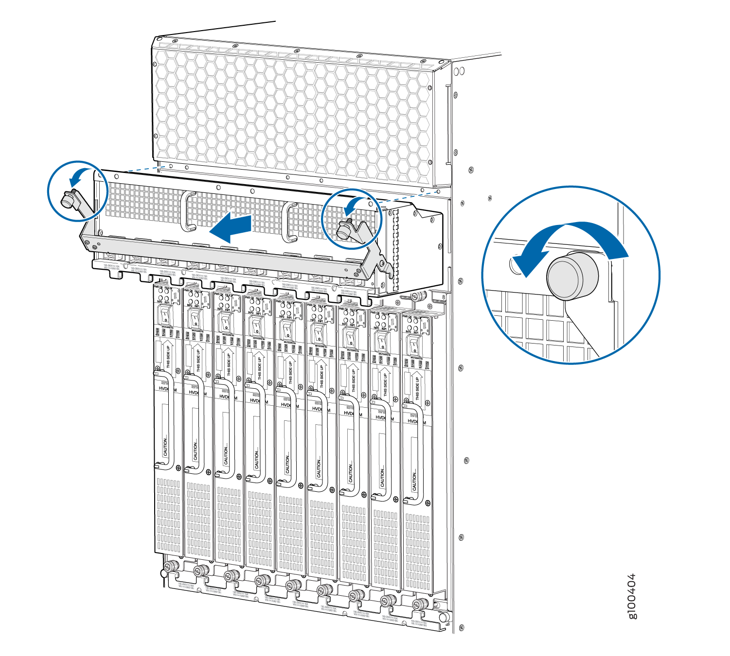 Removing a DC Power Distribution Module (240 V China) Before Installing the MX2000 Router