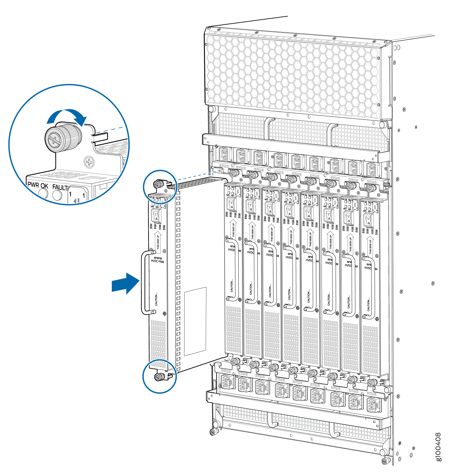 Reinstalling a DC Power Supply Module (240 V China)