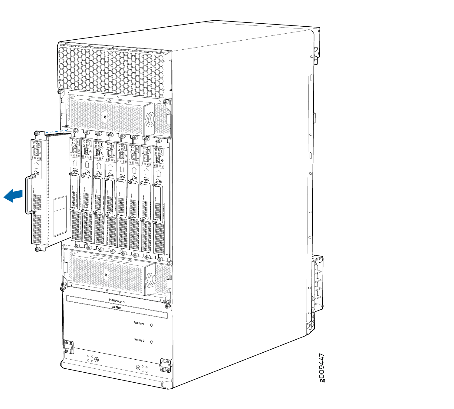 Removing an MX2008 AC Power Supply Module