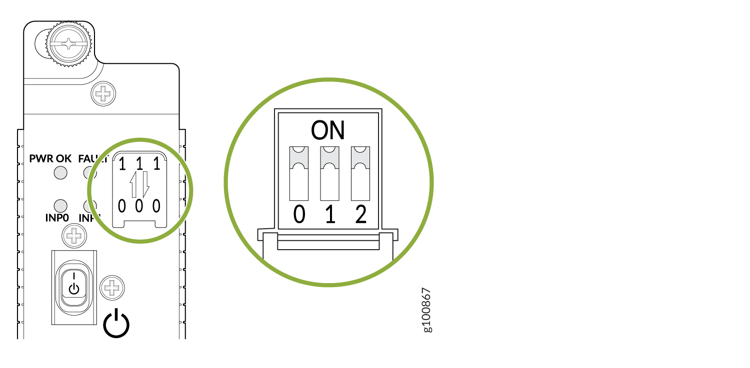 Selecting the Input Feed on the Universal (HVAC/HVDC) Power Supply Module