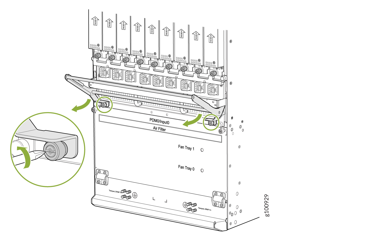 Removing the DC Cable Manager for DC PDM (240 V China) and the Universal (HVAC/HVDC) PDM