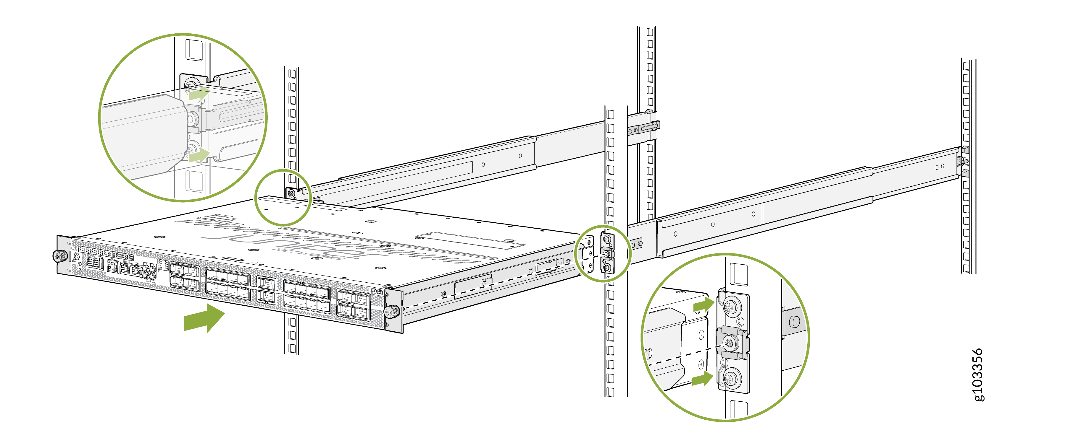 Slide the MX301 into the Rack