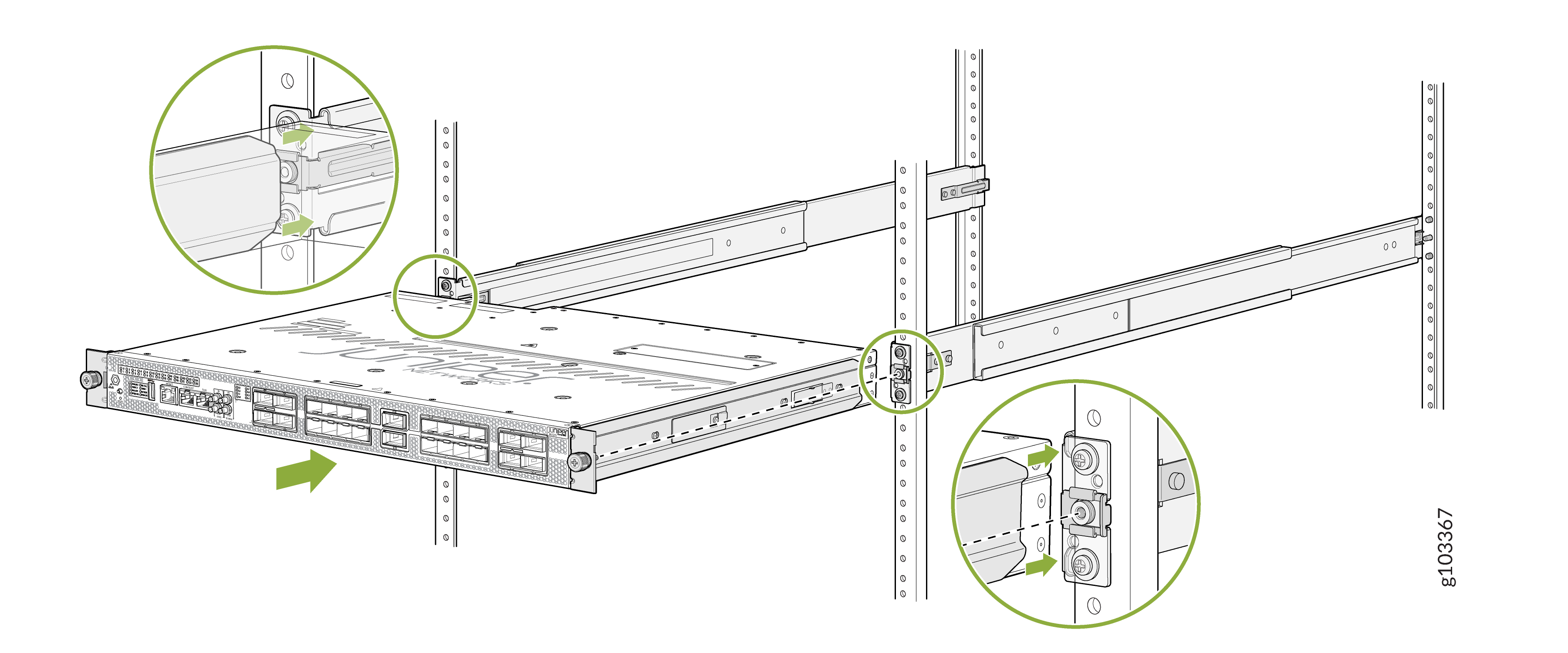 Slide the MX301 into the Rack