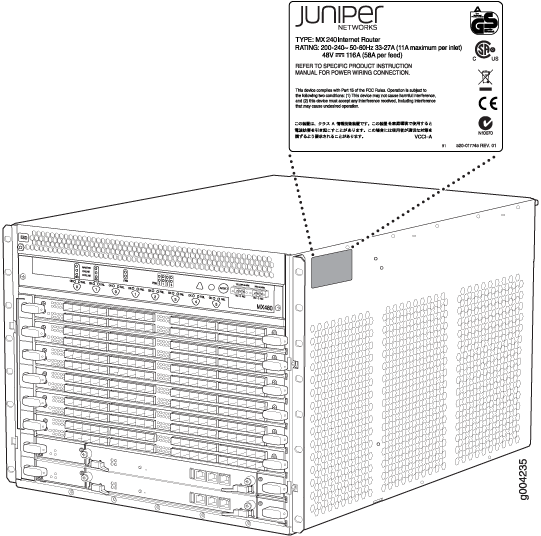 MX480 Chassis Serial Number Label