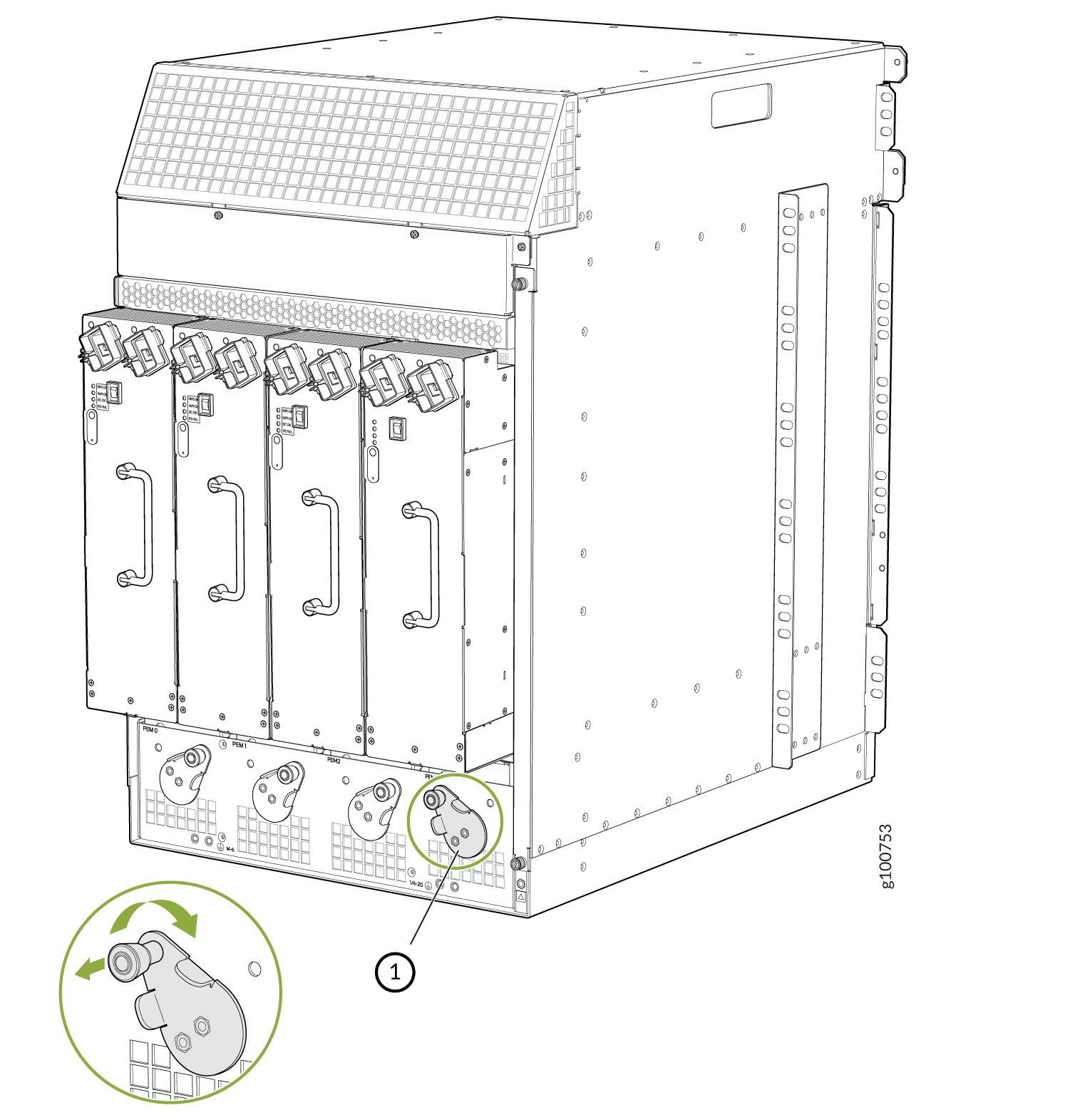 MX960 with High-Capacity Second Generation AC Power Supplies Installed