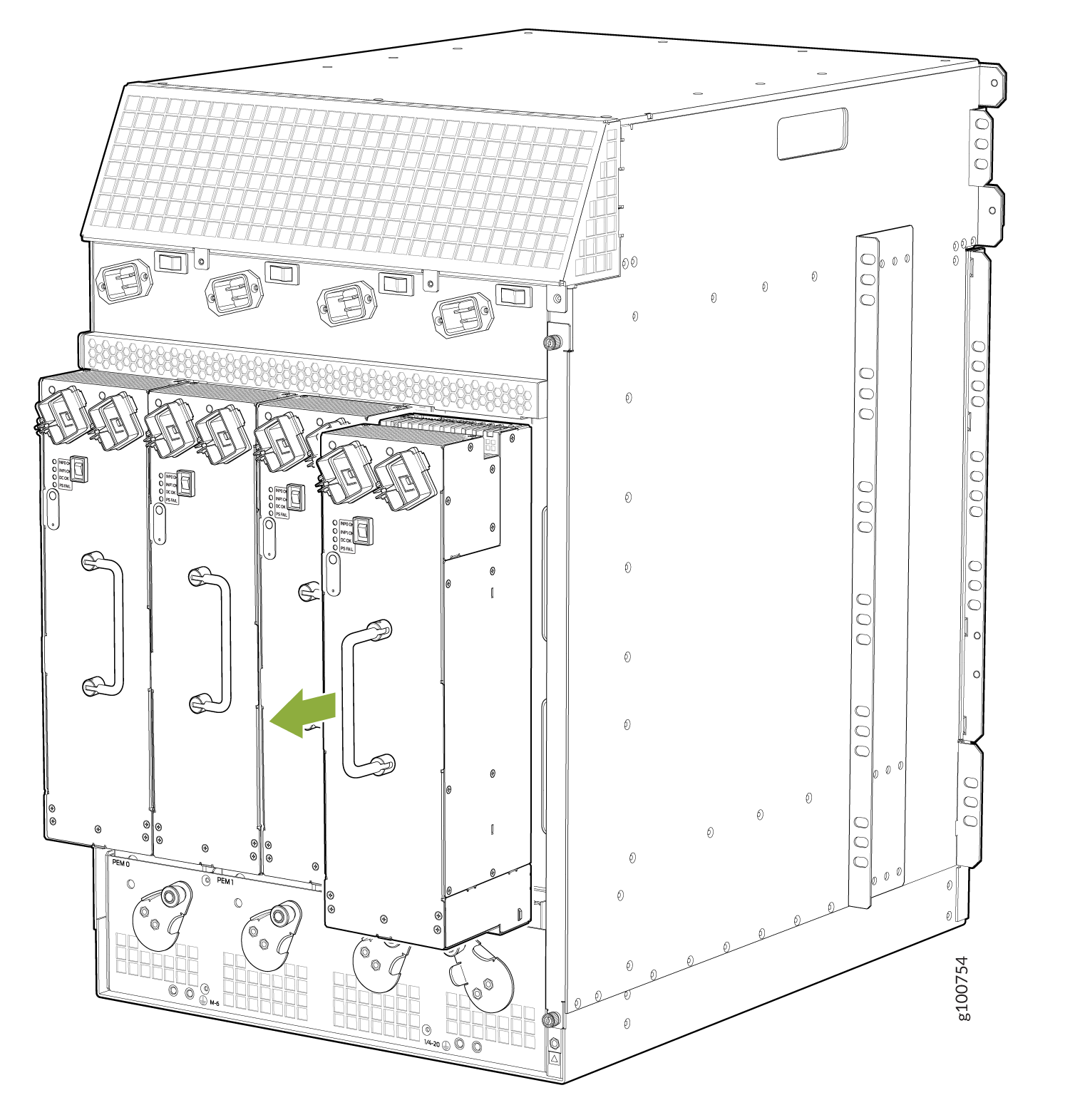 Removing a High-Capacity Second-Generation AC Power Supply Before Installing the MX960 Router