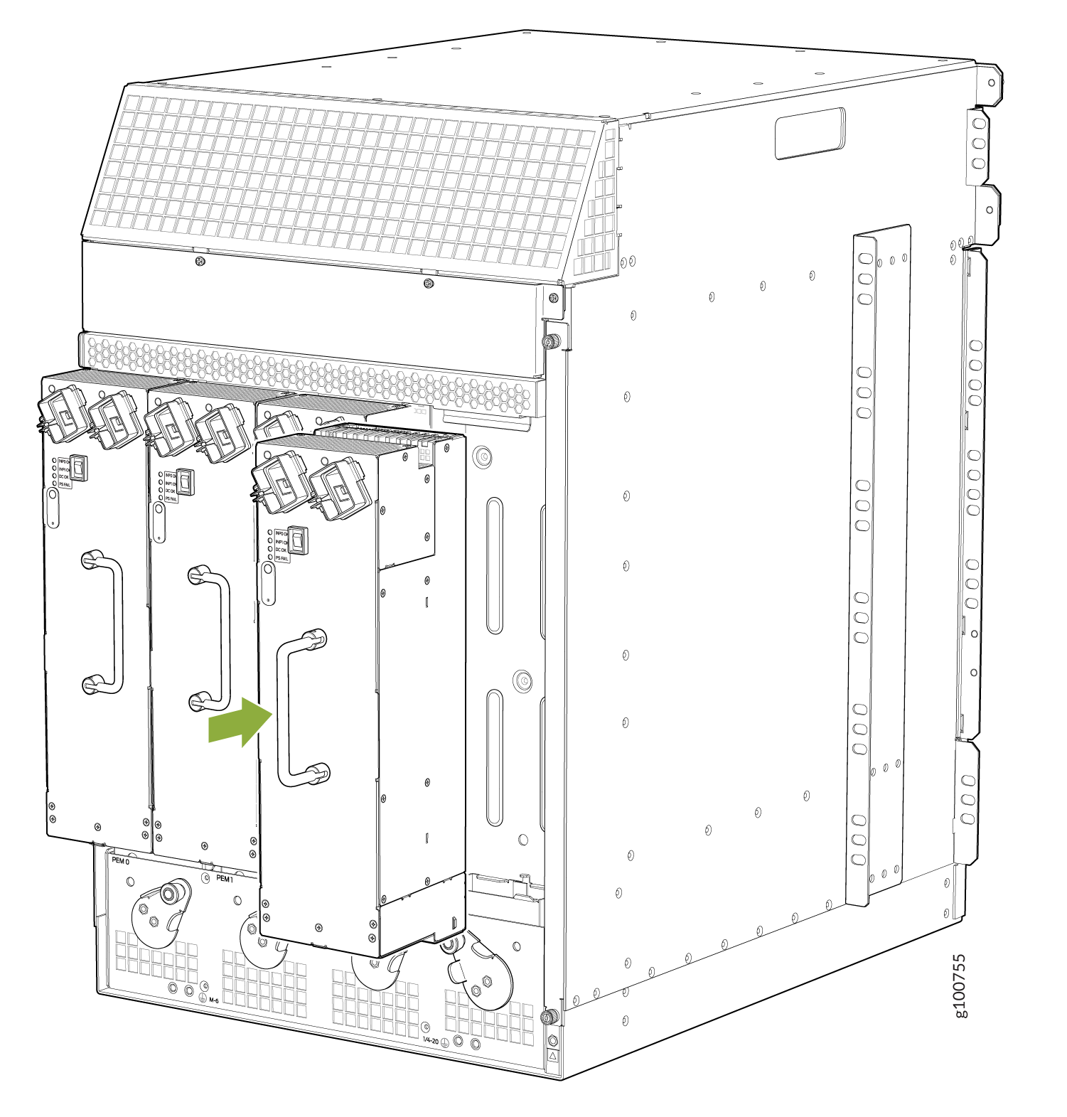 Reinstalling a High-Capacity Second-Generation Power Supply Before Installing the MX960 Router